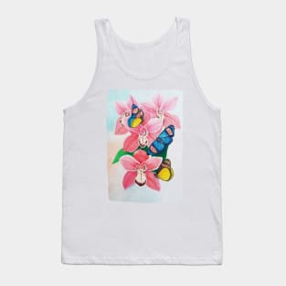 Watercolor Botanical Painted Beauty Butterfly Tank Top